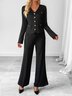 Damen Unifarben Zweiteiliges Set Täglich Langarm Lässig Frühling/Herbst Bluse mit Hose Matching Set