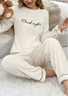 Herbst und Winter Warm Schnee Getreide Vlies Pullover Langarm Hose Passen Zuhause Freizeit gut schlafen Zweiteiliges Passen