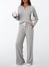 Damen Unifarben Zweiteiliges Set Täglich Langarm Lässig Frühling/Herbst Bluse mit Hose Matching Set