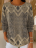 Damen Abstrakt Langarm Bequem Lässig Print Pullover