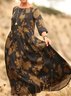 Damen Geblümt Sommer Kleid Rundhals Halbarm H-Linie Kleid