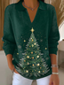 Damen Weihnachten Langarm Bequem Lässig Print Pullover