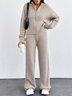 Damen Unifarben Zweiteiliges Set Täglich Langarm Lässig Frühling/Herbst Bluse mit Hose Matching Set