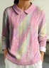 Damen Baumwolle Geometrisch Langarm Bequem Lässig Pullover