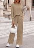Damen Unifarben Zweiteiliges Set Täglich Langarm Lässig Frühling/Herbst Bluse mit Hose Matching Set