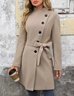 Damen Frühling/Herbst Oberbekleidung Lässig Unifarben Langarm Schalkragen Jacke