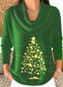 Damen Baumwolle Weihnachten Langarm Bequem Lässig Pullover