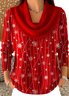 Damen Baumwolle Geometrisch Langarm Bequem Lässig Pullover