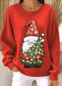 Lässig Rundhals Unifarben Sweatshirt