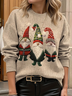 Damen Weihnachten Langarm Bequem Lässig Print Pullover