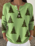 Damen Weihnachten Langarm Bequem Lässig Print Pullover