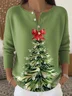 Damen Weihnachten Langarm Bequem Lässig Pullover