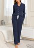 Hemdkragen Baumwolle Unifarben Lässig Pyjama Set