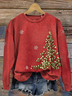 Lässig Rundhals Weihnachten Sweatshirt Print