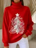 Damen Weihnachten Langarm Bequem Retro Pullover
