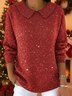 Damen Gestrickt Weihnachten Dreiviertelärmel Bequem Retro Pullover