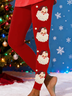 Damen Weihnachtsmann Lässig Alle Jahreszeiten Print Lang Leggings