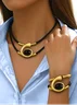 Bohemien Stil Spiral Schnecke-Geformt Acryl Schmuck Set für Damen Halskette und Armband Kombination